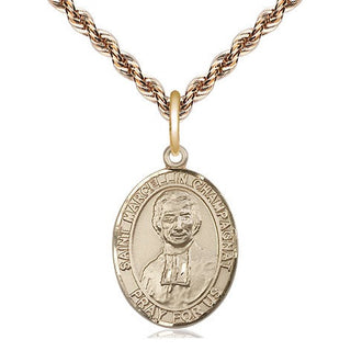 14kt Gold Saint Marcellin Champagnat Medal Engraved Catholic Saint Jewelry