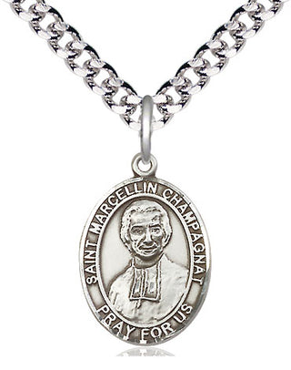 Pewter Saint Marcellin Champagnat Medal Religious Jewelry Engraved Catholic Saint Jewelry