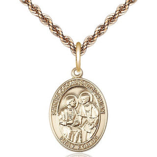 14kt Gold Filled Saints Cosmas & Damian Medal Religious Jewelry Engraved Catholic Saint Jewelry