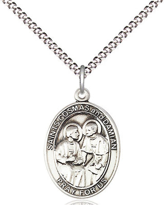 Pewter Saints Cosmas & Damian Medal Religious Jewelry Engraved Catholic Saint Jewelry