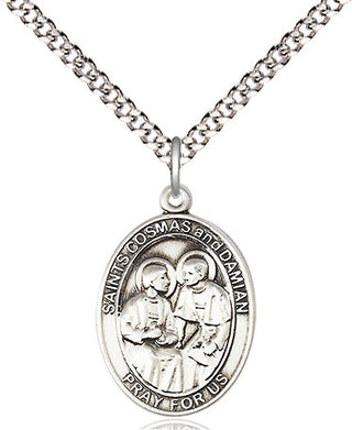 Pewter Saints Cosmas & Damian Medal Religious Jewelry Engraved Catholic Saint Jewelry