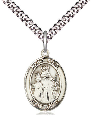 Pewter Maria Stein Medal Religious Jewelry Engraved Catholic Saint Jewelry
