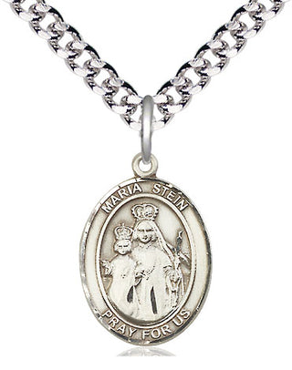 Pewter Maria Stein Medal Religious Jewelry Engraved Catholic Saint Jewelry