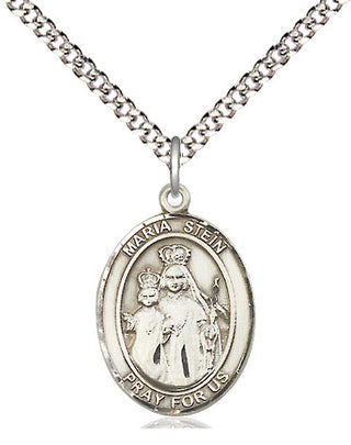 Pewter Maria Stein Medal Religious Jewelry Engraved Catholic Saint Jewelry