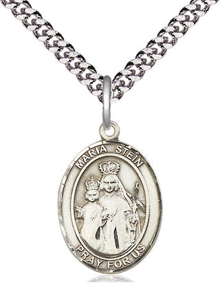 Pewter Maria Stein Medal Religious Jewelry Engraved Catholic Saint Jewelry