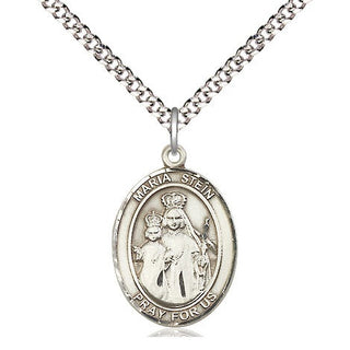 Sterling Silver Maria Stein Medal Religious Jewelry Engraved Catholic Saint Jewelry