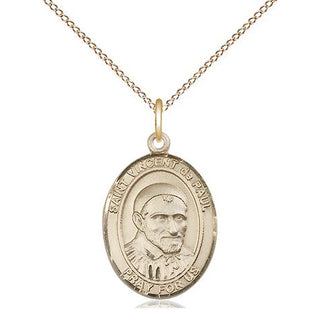 14kt Gold Filled Saint Vincent de Paul Medal Religious Jewelry Engraved Catholic Saint Jewelry