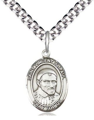 Pewter Saint Vincent de Paul Medal Religious Jewelry Engraved Catholic Saint Jewelry