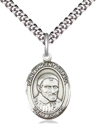 Pewter Saint Vincent de Paul Medal Religious Jewelry Engraved Catholic Saint Jewelry