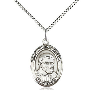 Sterling Silver Saint Vincent de Paul Medal Religious Jewelry Engraved Catholic Saint Jewelry