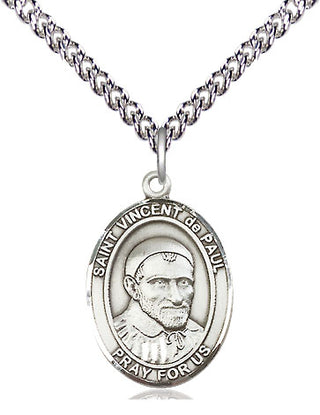 Sterling Silver Saint Vincent de Paul Medal Religious Jewelry Engraved Catholic Saint Jewelry