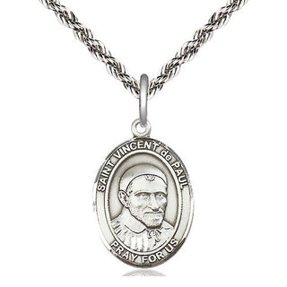 Sterling Silver Saint Vincent de Paul Medal Religious Jewelry Engraved Catholic Saint Jewelry
