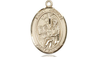 14kt Gold Saint Jerome Medal Engraved Catholic Saint Jewelry