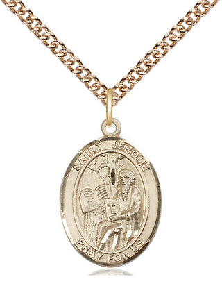14kt Gold Saint Jerome Medal Engraved Catholic Saint Jewelry