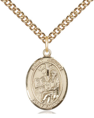 14kt Gold Saint Jerome Medal Engraved Catholic Saint Jewelry