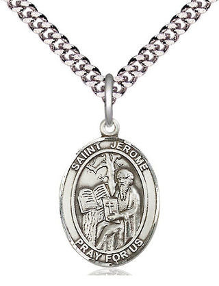 Pewter Saint Jerome Medal Religious Jewelry Engraved Catholic Saint Jewelry