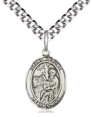 Pewter Saint Jerome Medal Religious Jewelry Engraved Catholic Saint Jewelry