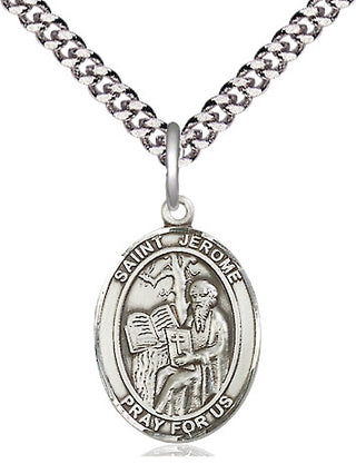 Pewter Saint Jerome Medal Religious Jewelry Engraved Catholic Saint Jewelry