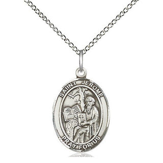 Sterling Silver Saint Jerome Medal Religious Jewelry Engraved Catholic Saint Jewelry