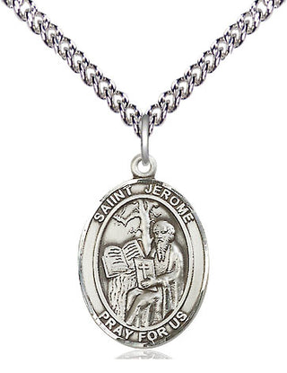 Sterling Silver Saint Jerome Medal Religious Jewelry Engraved Catholic Saint Jewelry