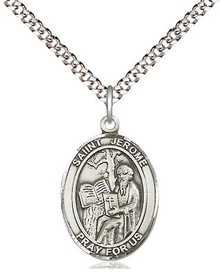 Sterling Silver Saint Jerome Medal Religious Jewelry Engraved Catholic Saint Jewelry