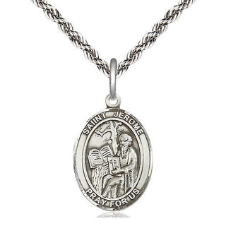 Sterling Silver Saint Jerome Medal Religious Jewelry Engraved Catholic Saint Jewelry