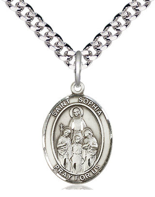 Pewter Saint Sophia Medal Religious Jewelry Engraved Catholic Saint Jewelry