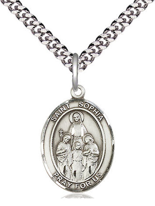 Pewter Saint Sophia Medal Religious Jewelry Engraved Catholic Saint Jewelry