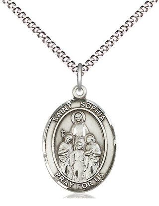 Sterling Silver Saint Sophia Medal Religious Jewelry Engraved Catholic Saint Jewelry