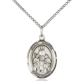 Sterling Silver Saint Sophia Medal Religious Jewelry Engraved Catholic Saint Jewelry