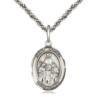 Sterling Silver Saint Sophia Medal Religious Jewelry Engraved Catholic Saint Jewelry