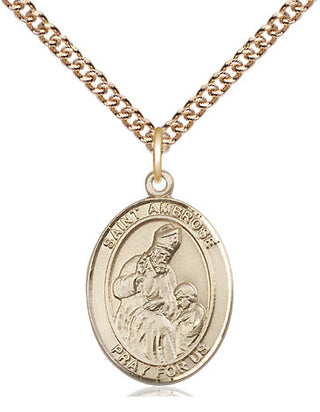 14kt Gold Filled Saint Ambrose Medal Religious Jewelry Engraved Catholic Saint Jewelry