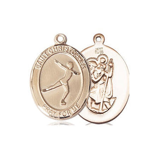 14kt Gold Saint Christopher Figure Skating Medal