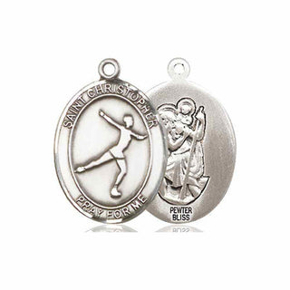 Pewter Saint Christopher Figure Skating Medal