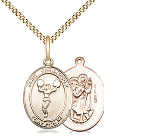 14kt Gold Filled Saint Christopher Cheerleading Medal Religious Jewelry