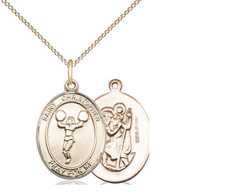 14kt Gold Filled Saint Christopher Cheerleading Medal Religious Jewelry