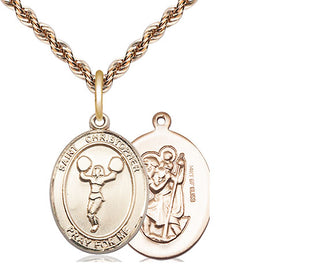 14kt Gold Filled Saint Christopher Cheerleading Medal Religious Jewelry
