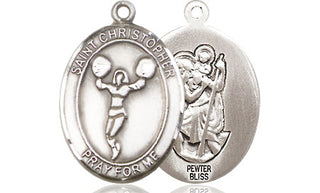 Pewter Saint Christopher Cheerleading Medal