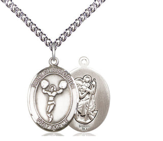Sterling Silver Saint Christopher Cheerleading Medal Religious Jewelry