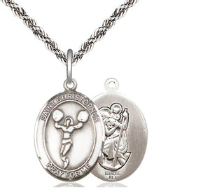 Sterling Silver Saint Christopher Cheerleading Medal Religious Jewelry