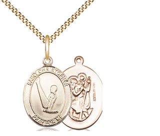 14kt Gold Filled Saint Christopher Gymnastics Medal Religious Jewelry