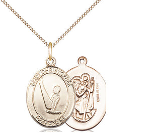 14kt Gold Filled Saint Christopher Gymnastics Medal Religious Jewelry