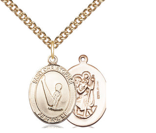 14kt Gold Filled Saint Christopher Gymnastics Medal Religious Jewelry