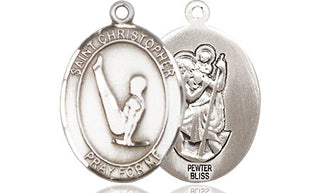Pewter Saint Christopher Gymnastics Medal