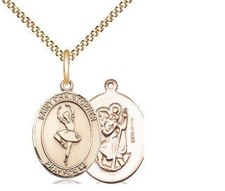 14kt Gold Filled Saint Christopher Dance Medal Religious Jewelry
