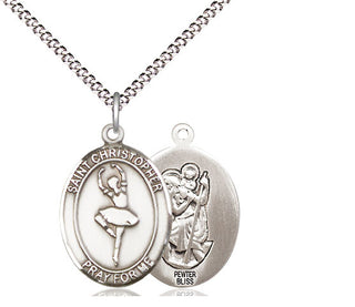Pewter Saint Christopher Dance Medal Religious Jewelry