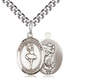 Pewter Saint Christopher Dance Medal Religious Jewelry
