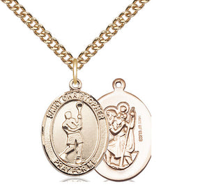 14kt Gold Filled Saint Christopher Lacrosse Medal Religious Jewelry