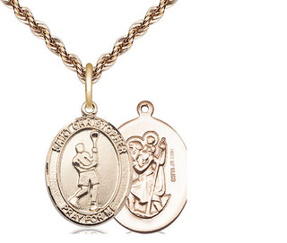 14kt Gold Filled Saint Christopher Lacrosse Medal Religious Jewelry