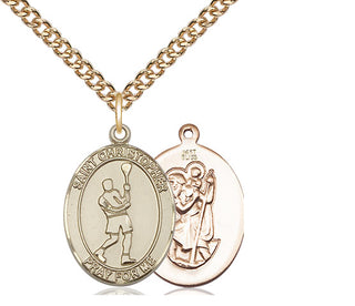 14kt Gold Saint Christopher Lacrosse Medal